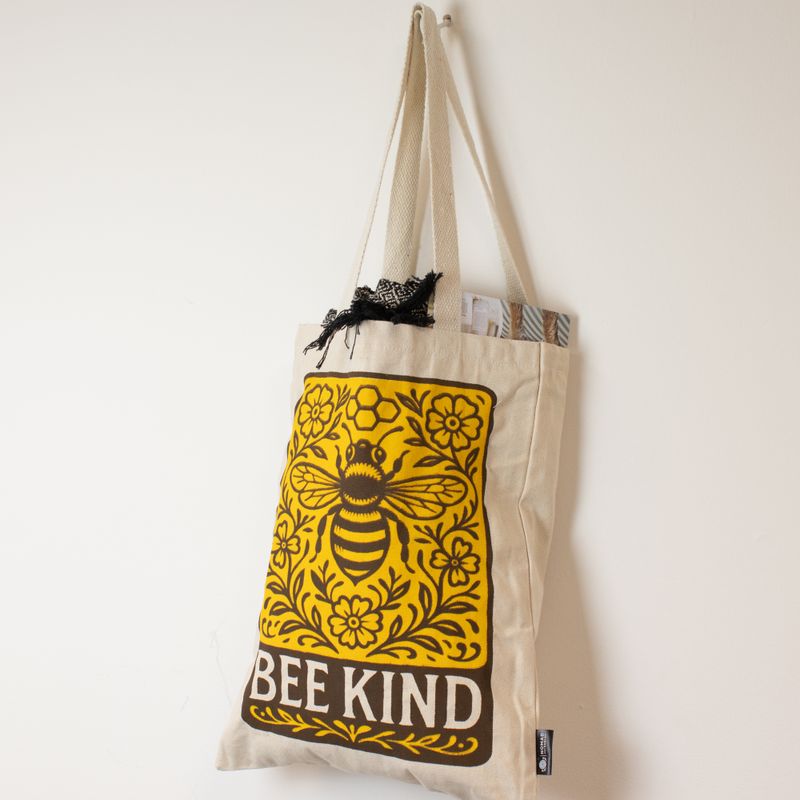 Iconic Toni Tote Bag - Bee Kind (41x31cm) - Natural 10oz - Inside pocket and zip closure