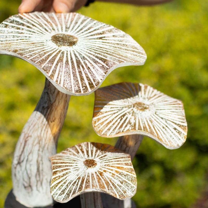 Golden Mushroom Art - Whitewash - Medium (25x25cm)