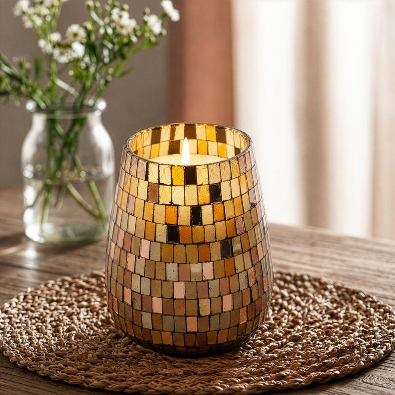 Amber Mosaic - Glass Jar Candles - Tall