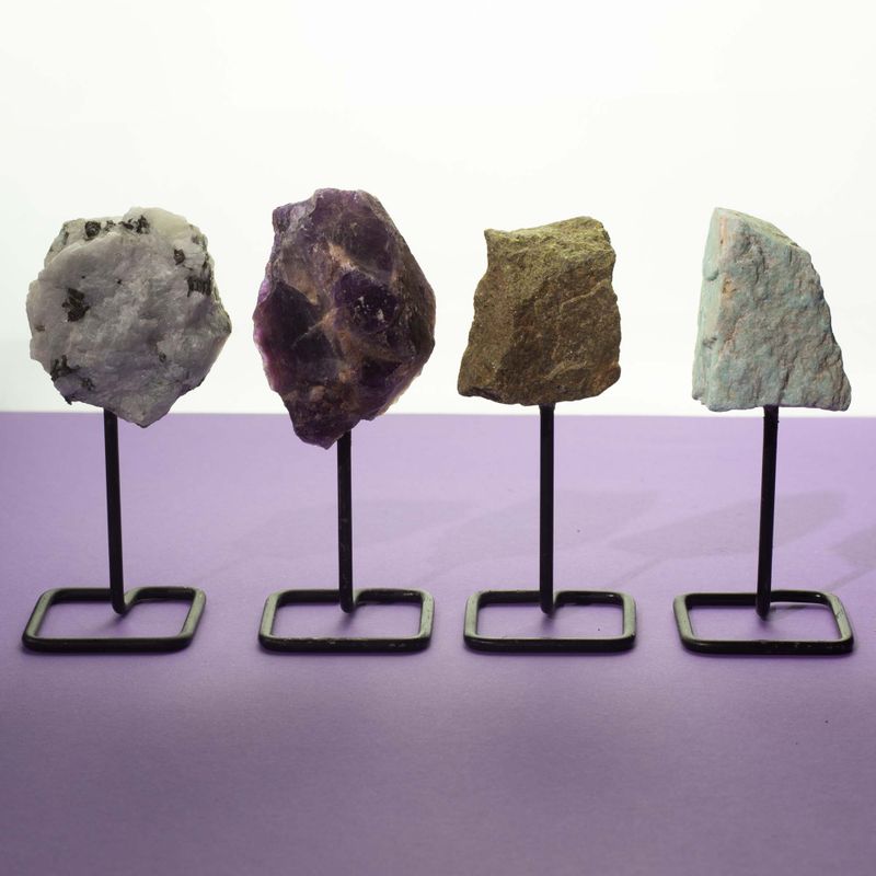 Mineral Specimens on Metal Stand - Epidote