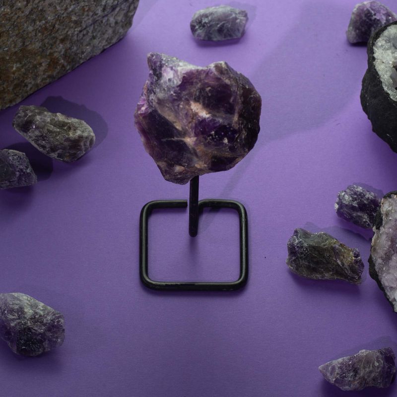 Mineral Specimens on Metal Stand - Amazonite