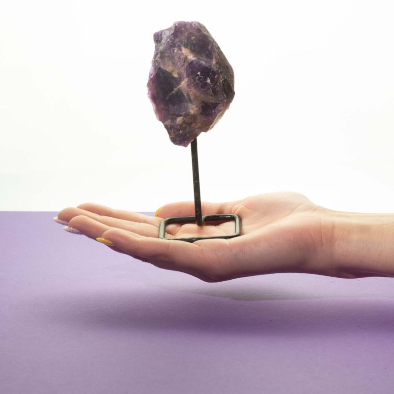 Mineral Specimens on Metal Stand - Amethyst