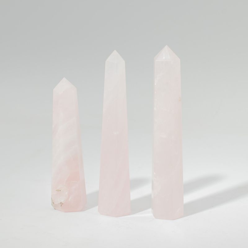 Gemstone Six Face Obelisk Points approx 11cm - Rose Quartz
