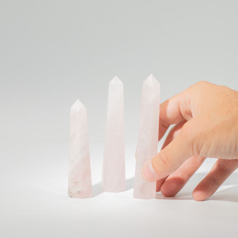Gemstone Six Face Obelisk Points approx 11cm - Rose Quartz