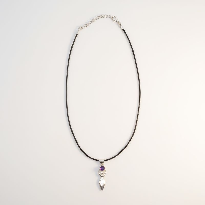 Indian Devotional Pendants - Silver Plated (45cm Cord)- Goddess Amethyst