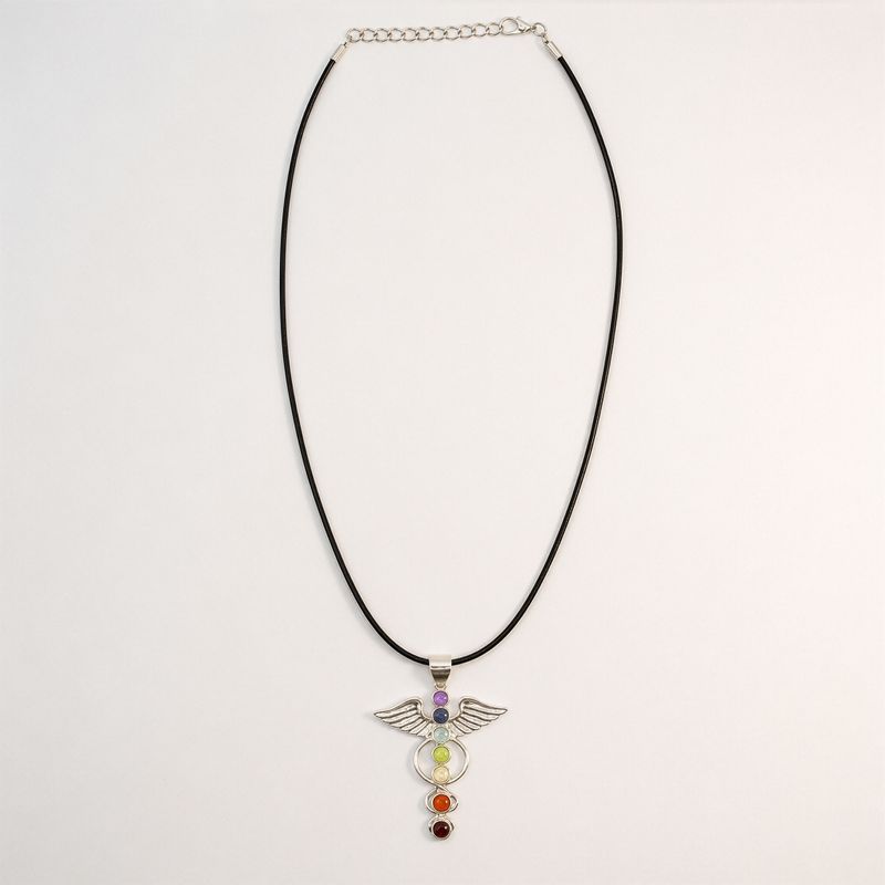 Indian Devotional Pendants - Silver Plated (45cm Cord)- Angel Chakra