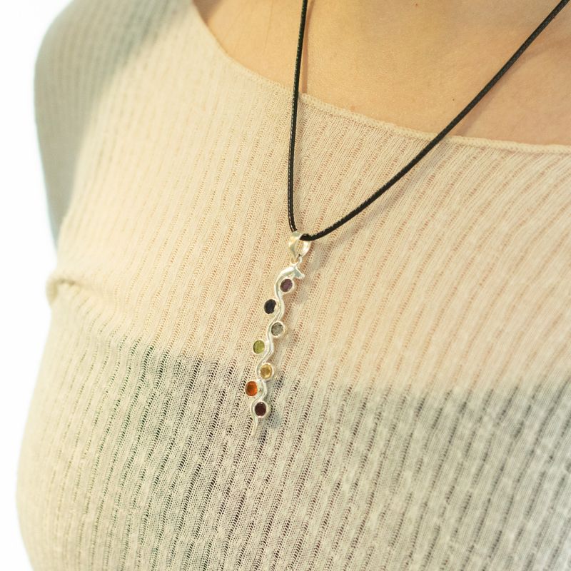 Indian Devotional Pendants - Silver Plated (45cm Cord)- Snake Chakra