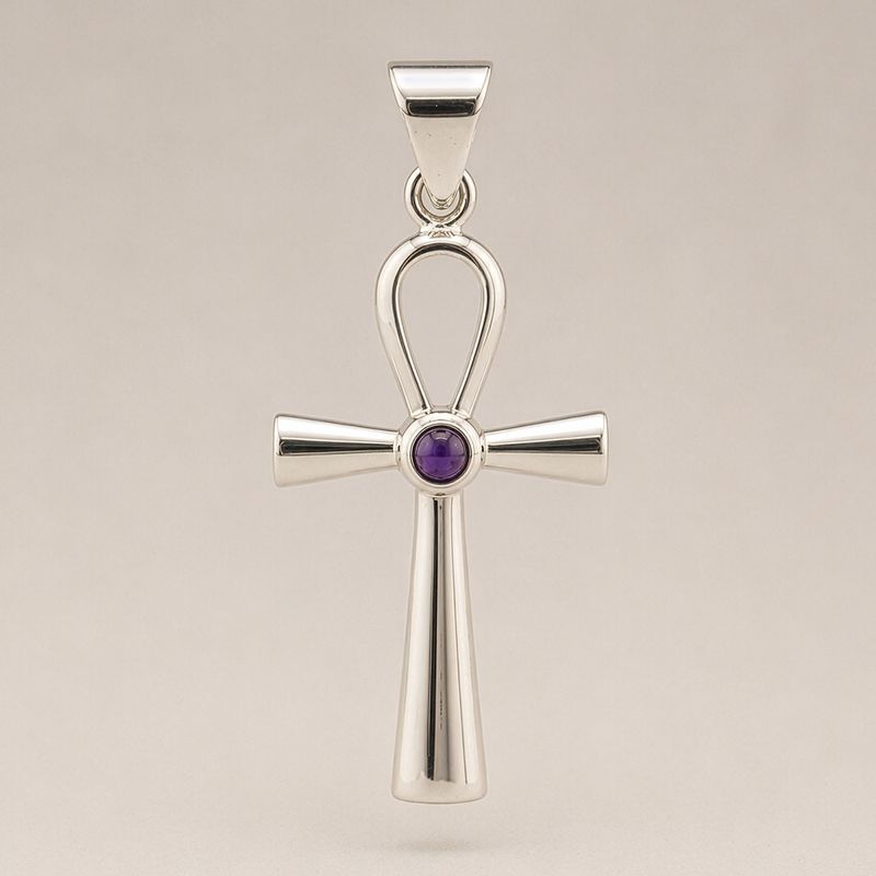 Indian Devotional Pendants - Silver Plated (45cm Cord)- Ankh Symbol of Eternal Life