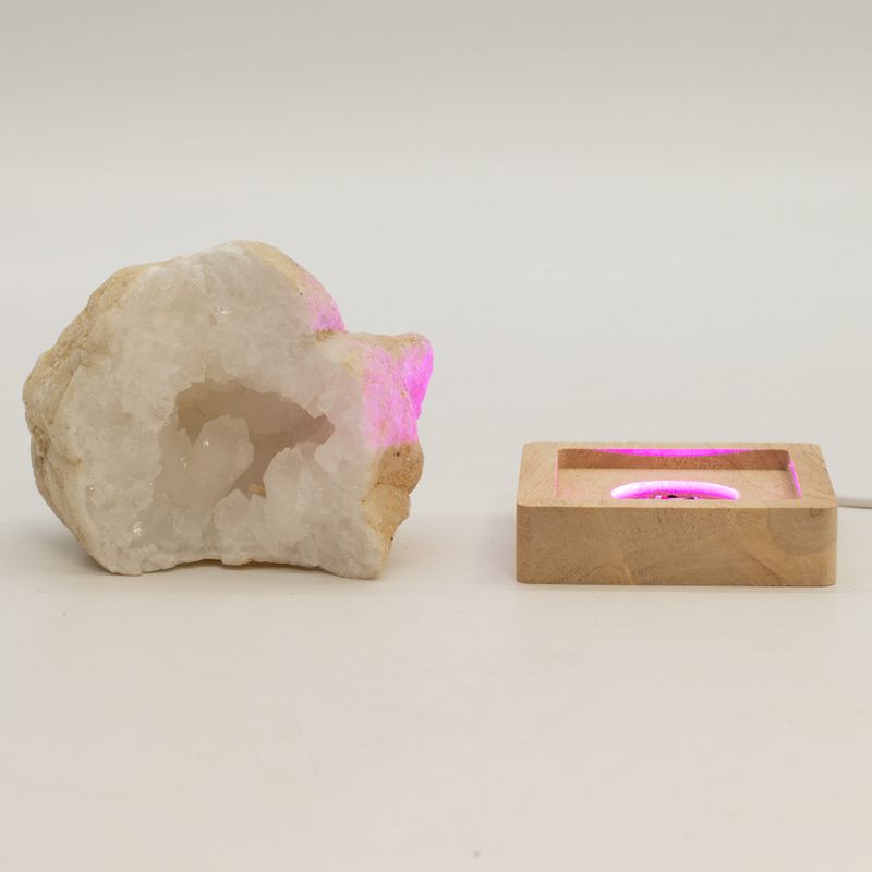 8cm Square Wooden USB LED Stand - Multi Colour