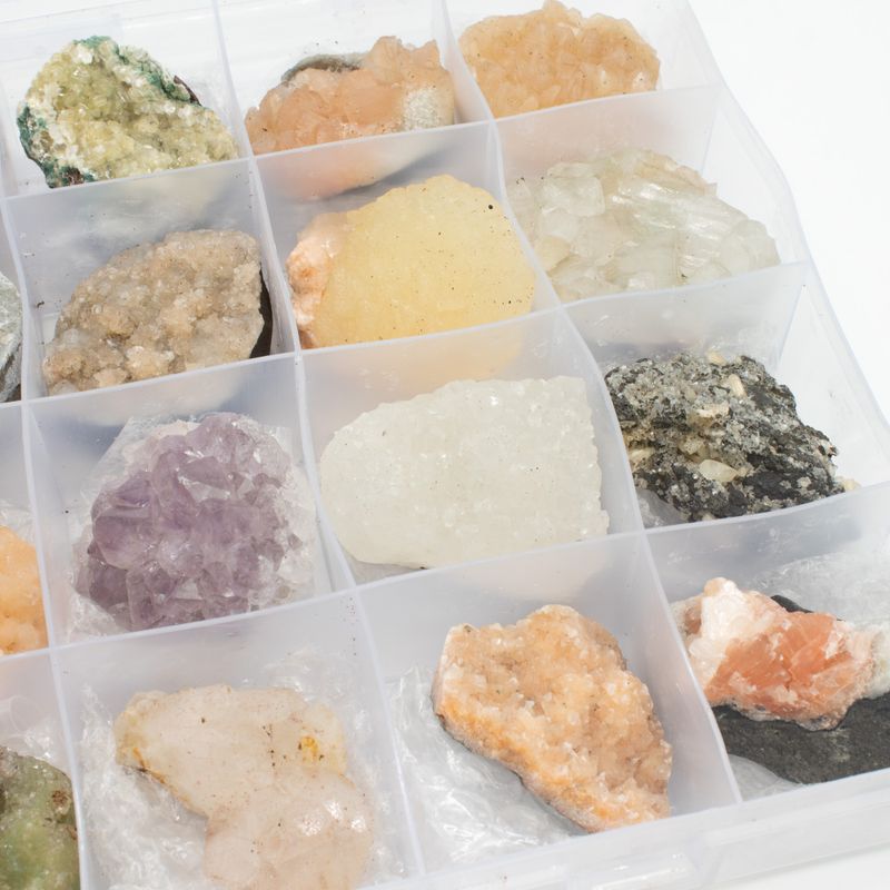 Mineral Specimen - Mixed Indian Zeolites in a Display