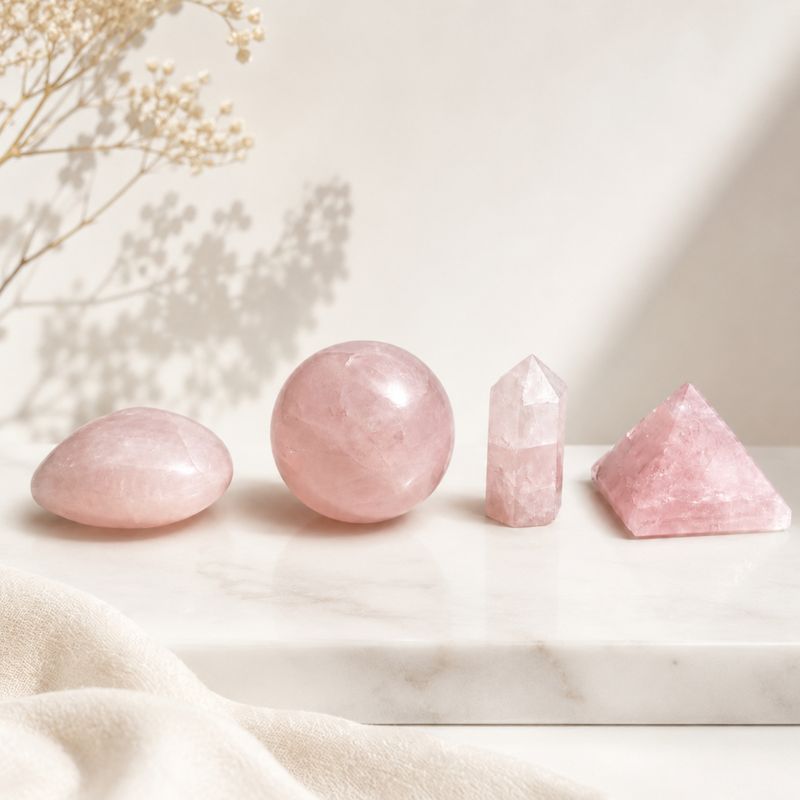 Rose Quartz Gemstone Retail Display Pack - Assorted Shapes