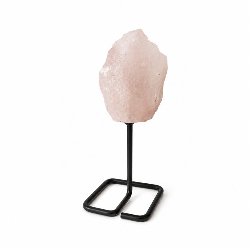 Mineral Specimens on Metal Stand - Rose Quartz