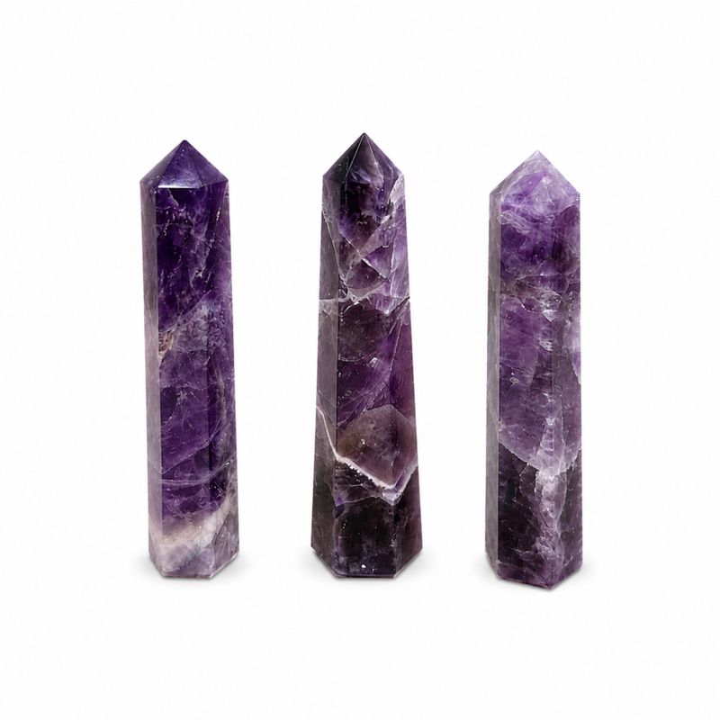Gemstone Six Face Obelisk Points approx 11cm - Amethyst