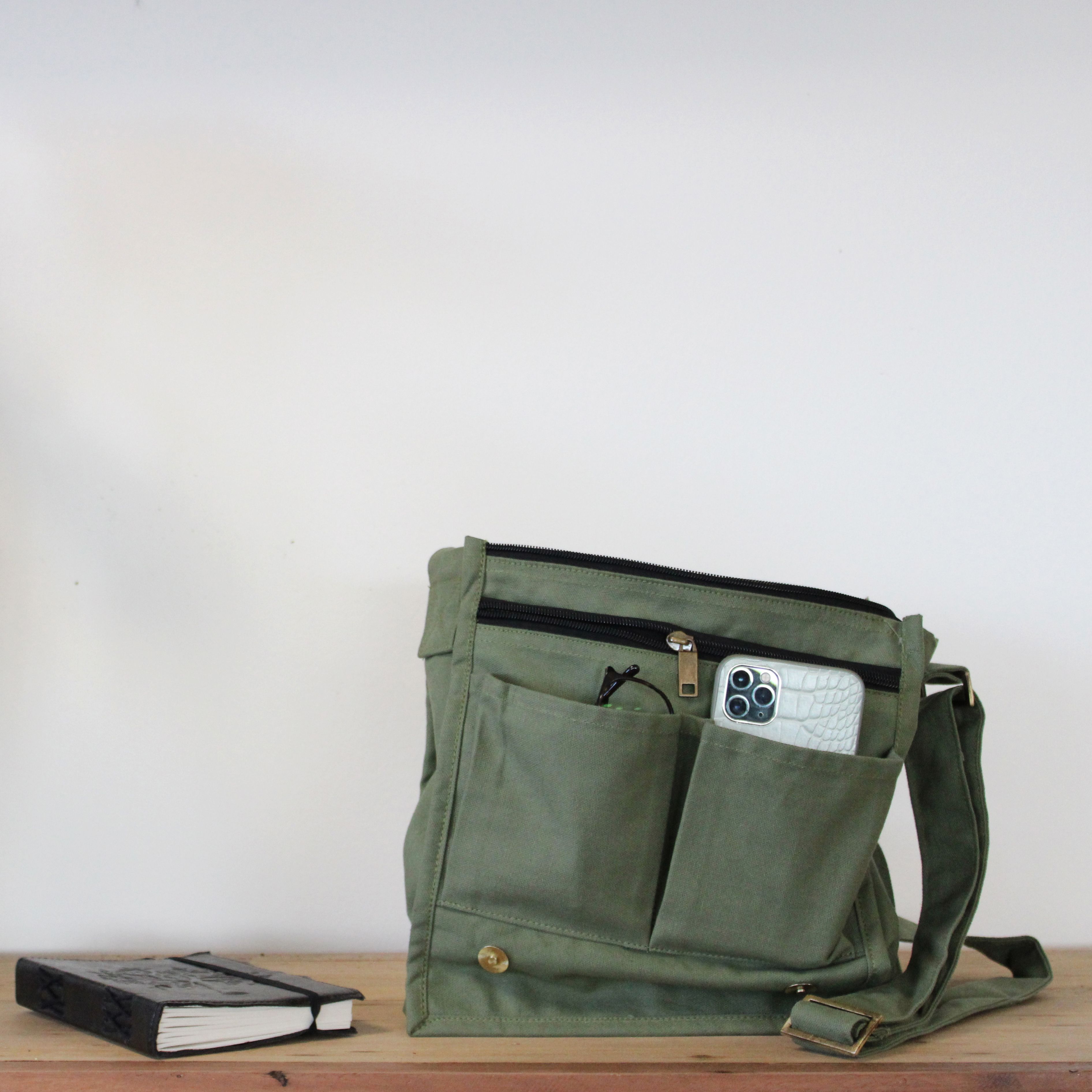 Cotton Canvas Messenger Bag