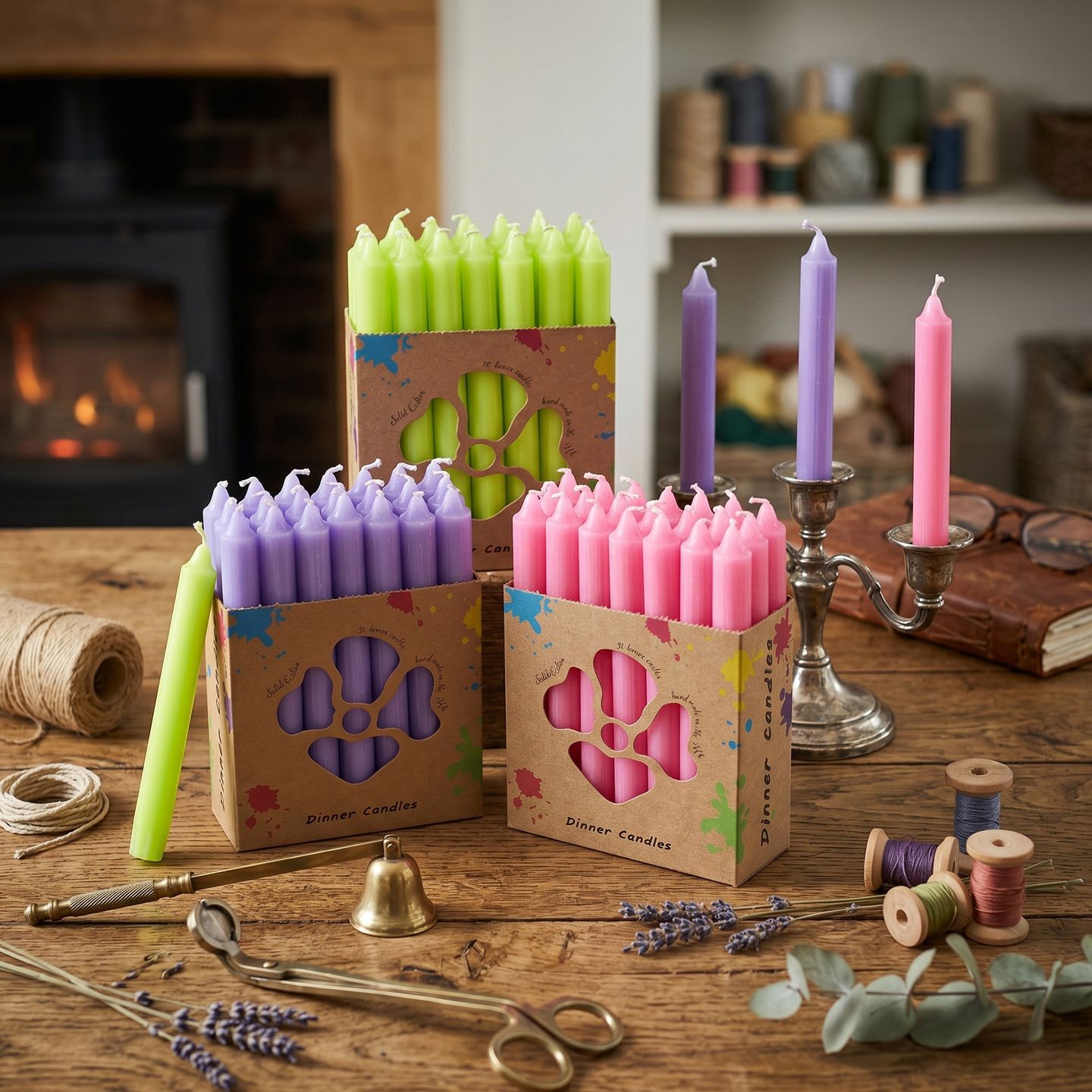 Solid Colour Dinner Candle Set
