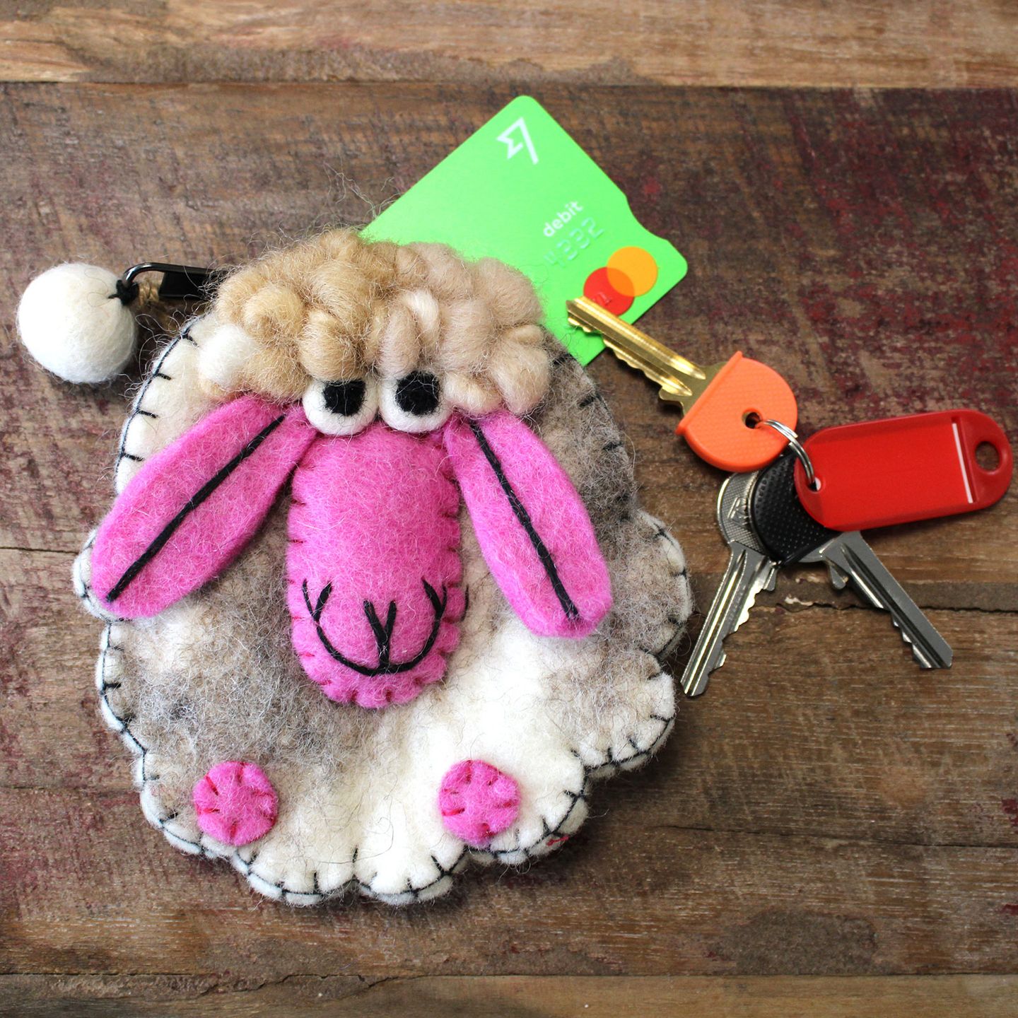 Natural Felt Zipper Pouch