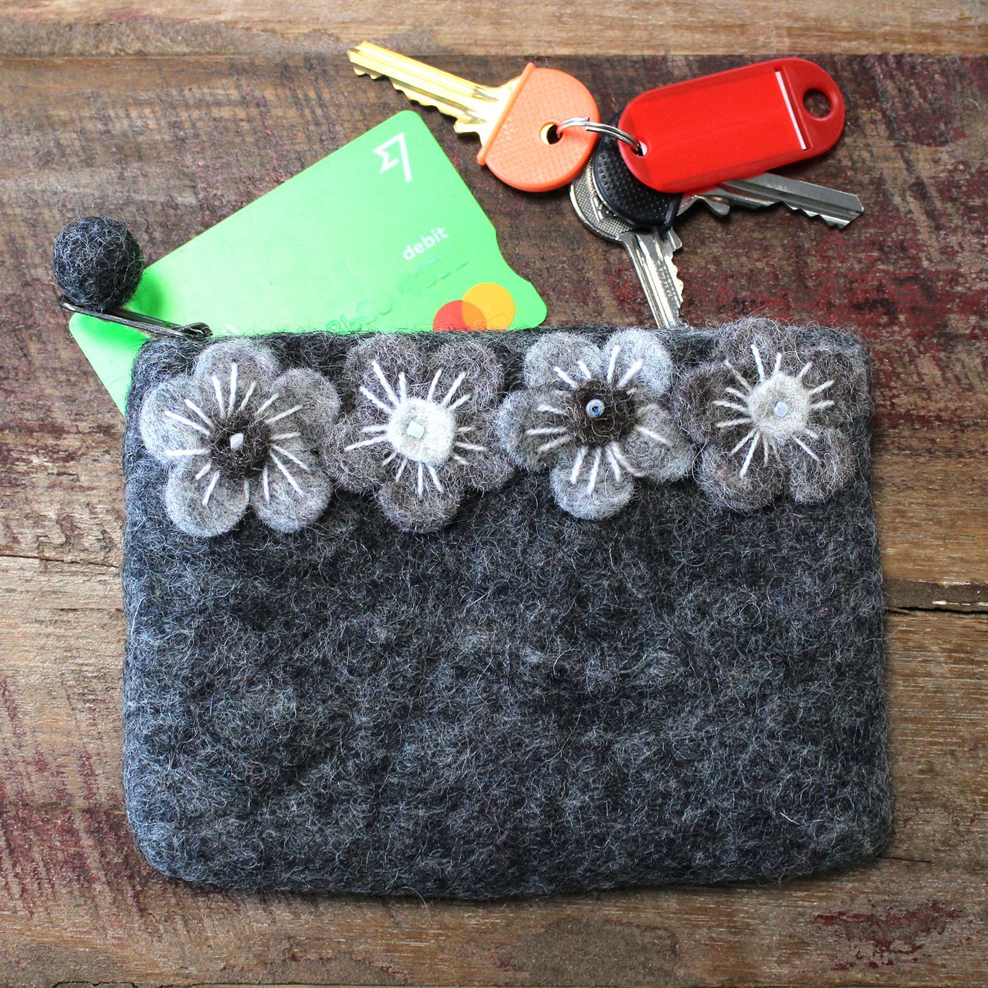 Natural Felt Zipper Pouch