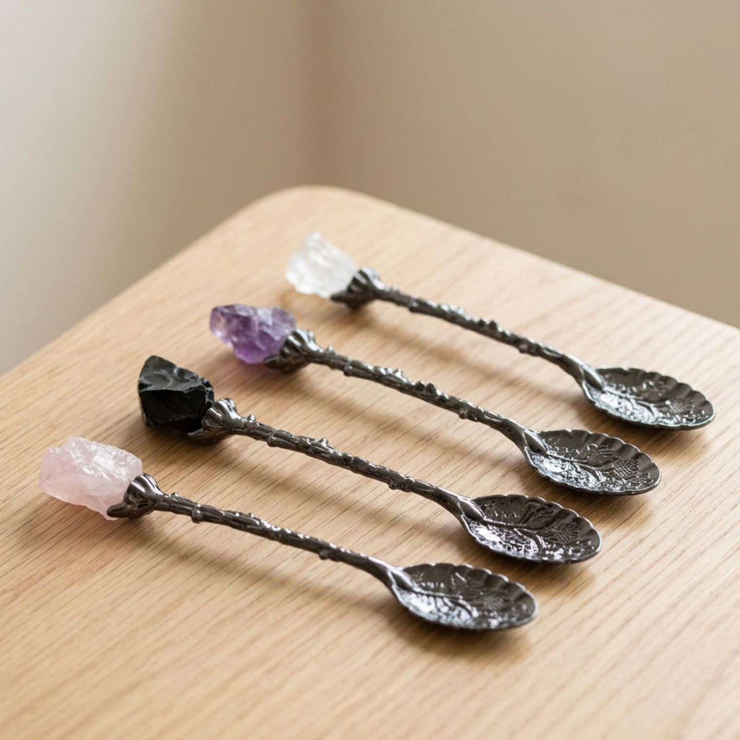 Set of 7 Gemstone Crystal Witch Spoons