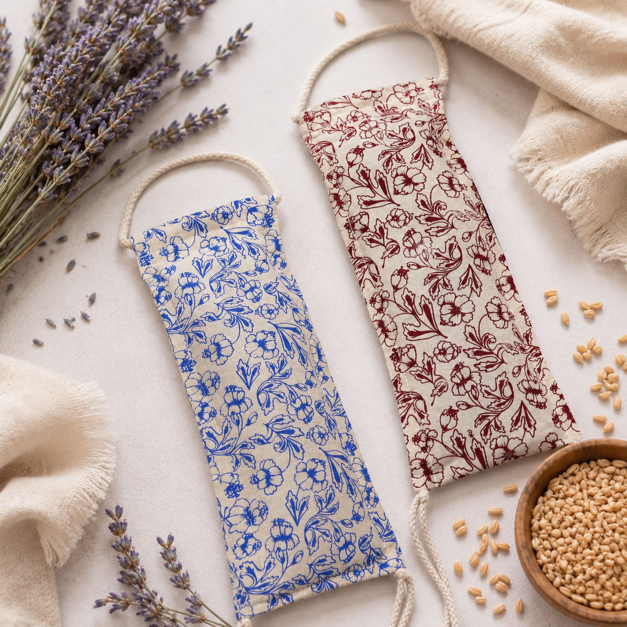Natural Cotton Wheat Bags - Rope Handle