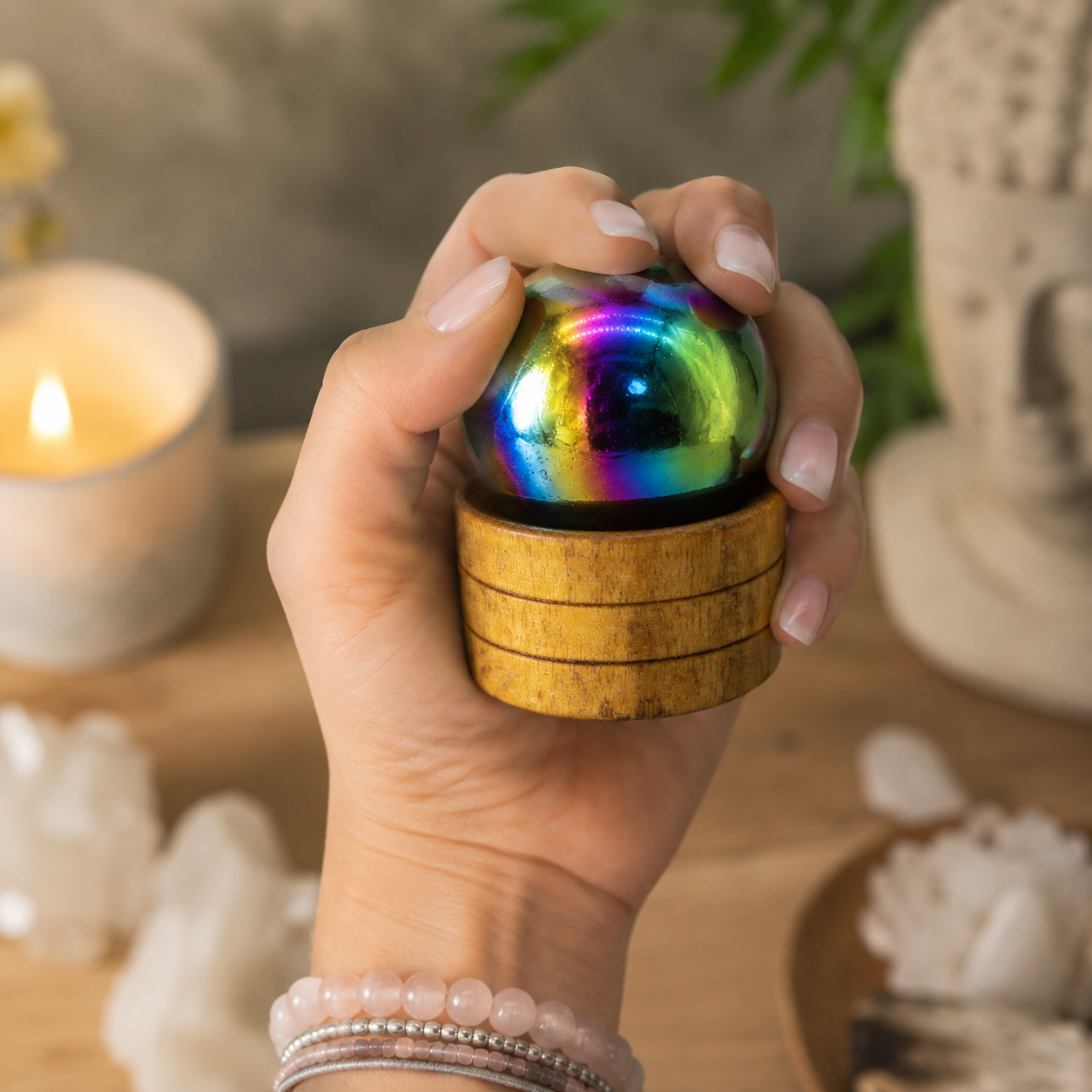 Gemstone Crystal Spheres with Stand