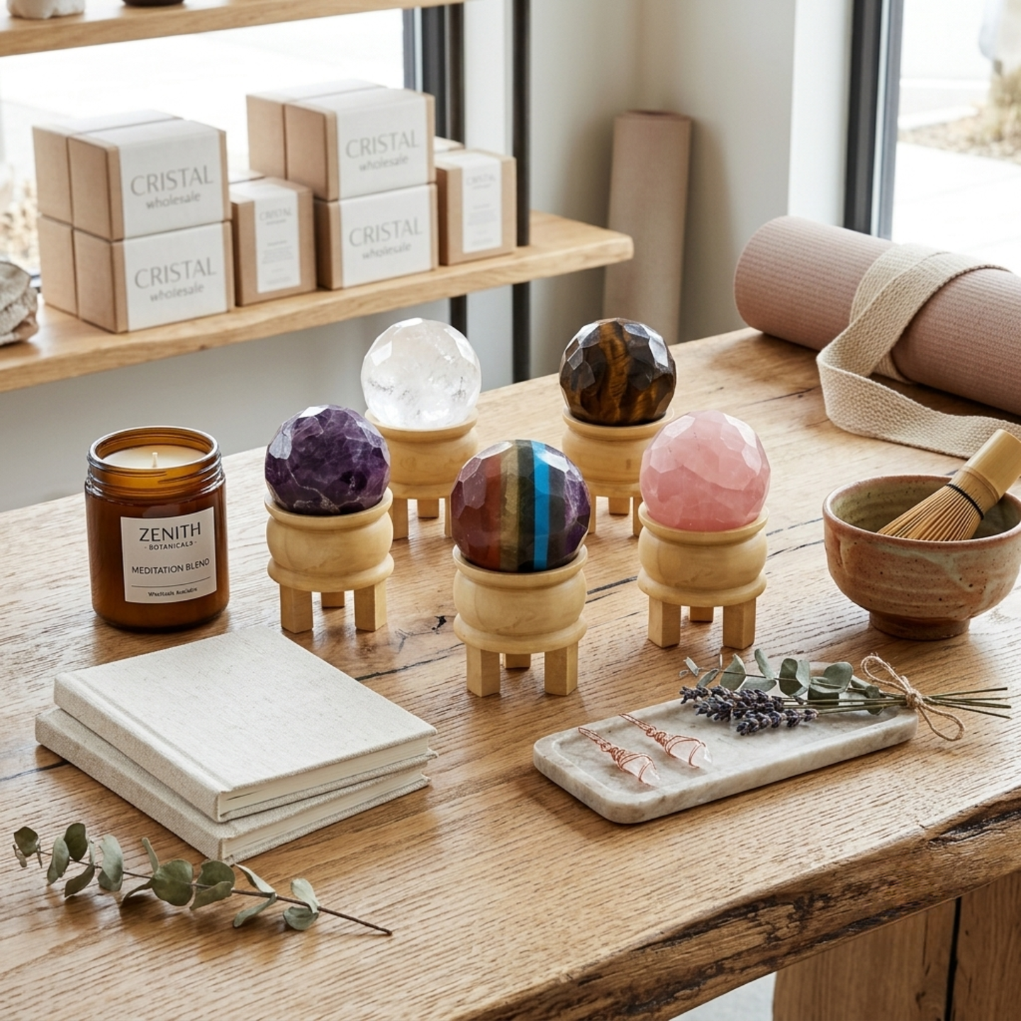Gemstone Faceted Healing Balls & Stand