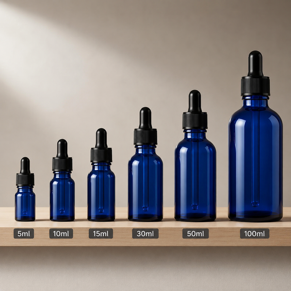 Blue Glass Dropper Bottles