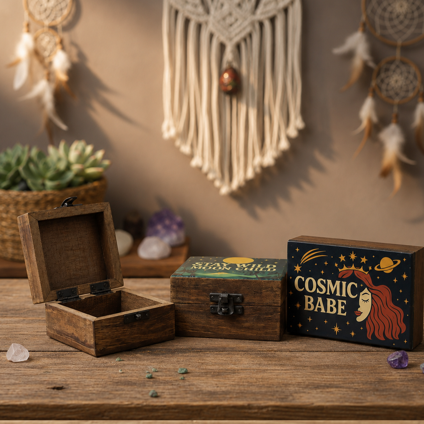 Enamelled Wooden Boxes
