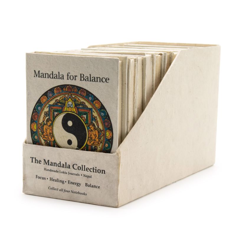 Med Tibet Mixed Mandala Notebooks - (12x8cm) - 40 leafs (6x2 assorted Des) - In Display Case