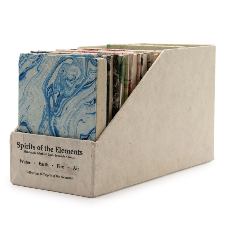 Med Marbled Four Elements Notebooks - (12x8cm) - 40 leafs (6x2 assorted Des) - In Display Case