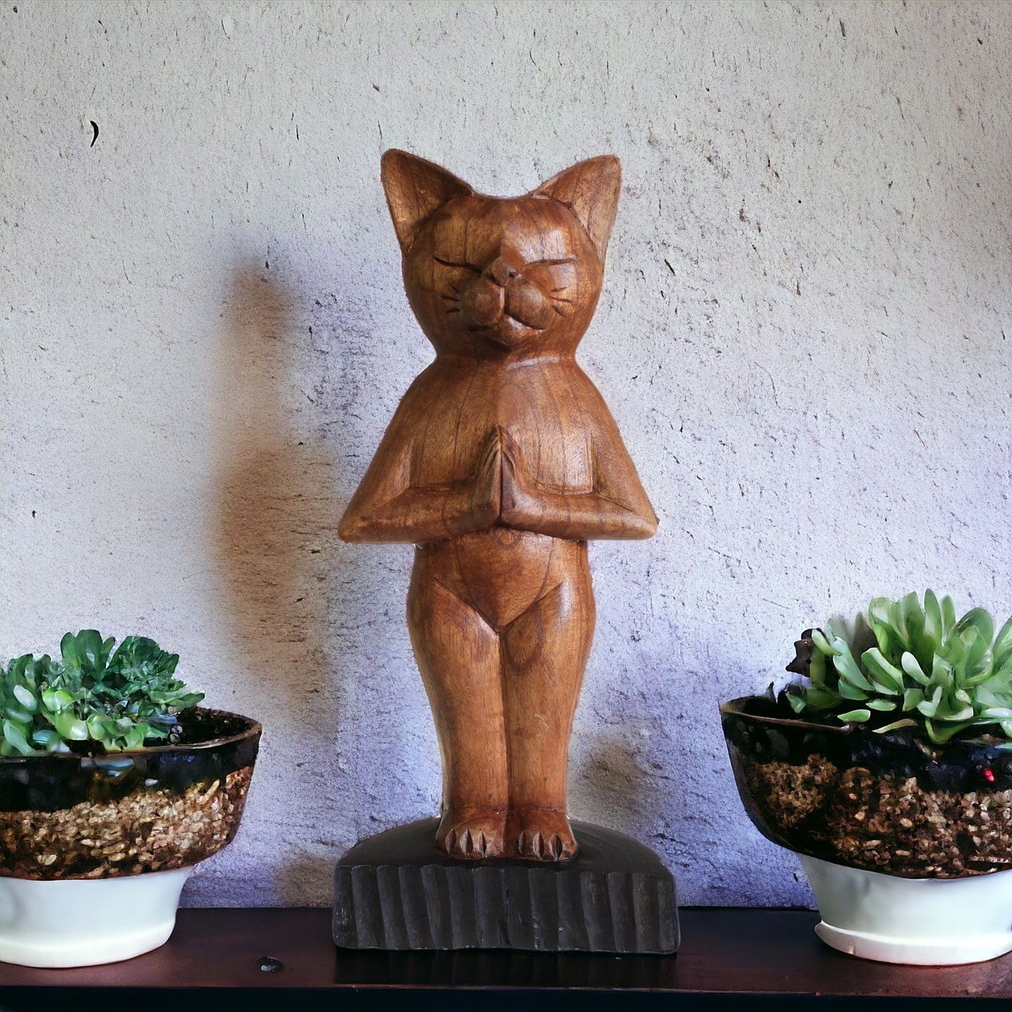 Hand Carved Yoga Cats