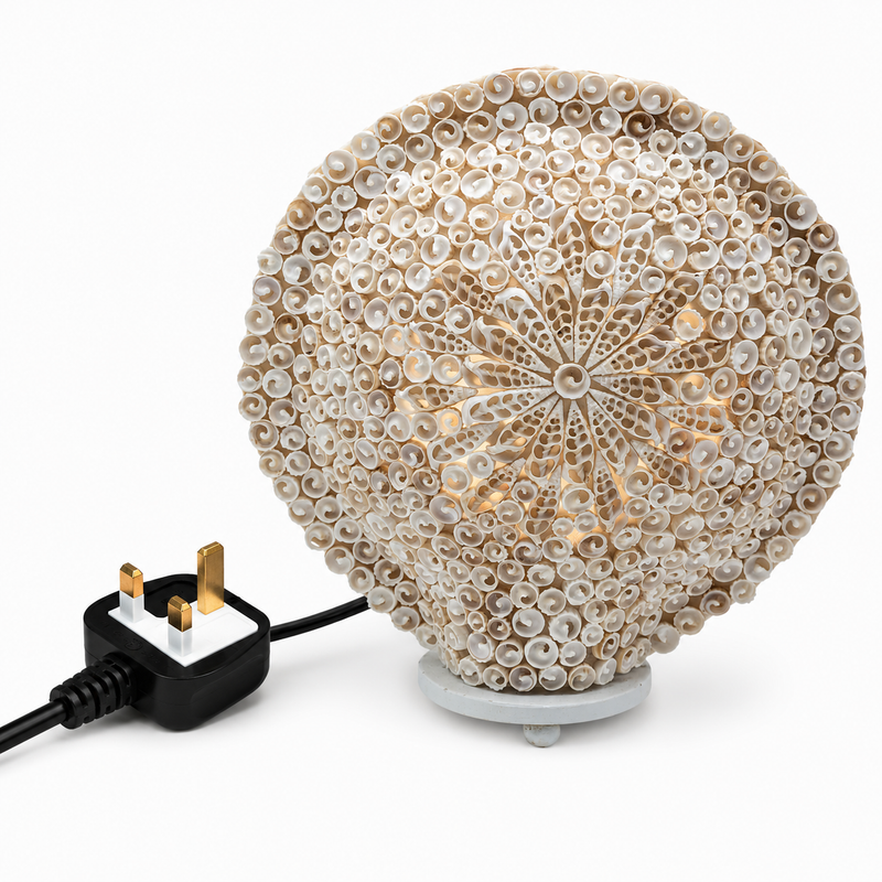 Boho Sea Shell Lamp - Cut Art Shell Large Round - 30cm (UK)