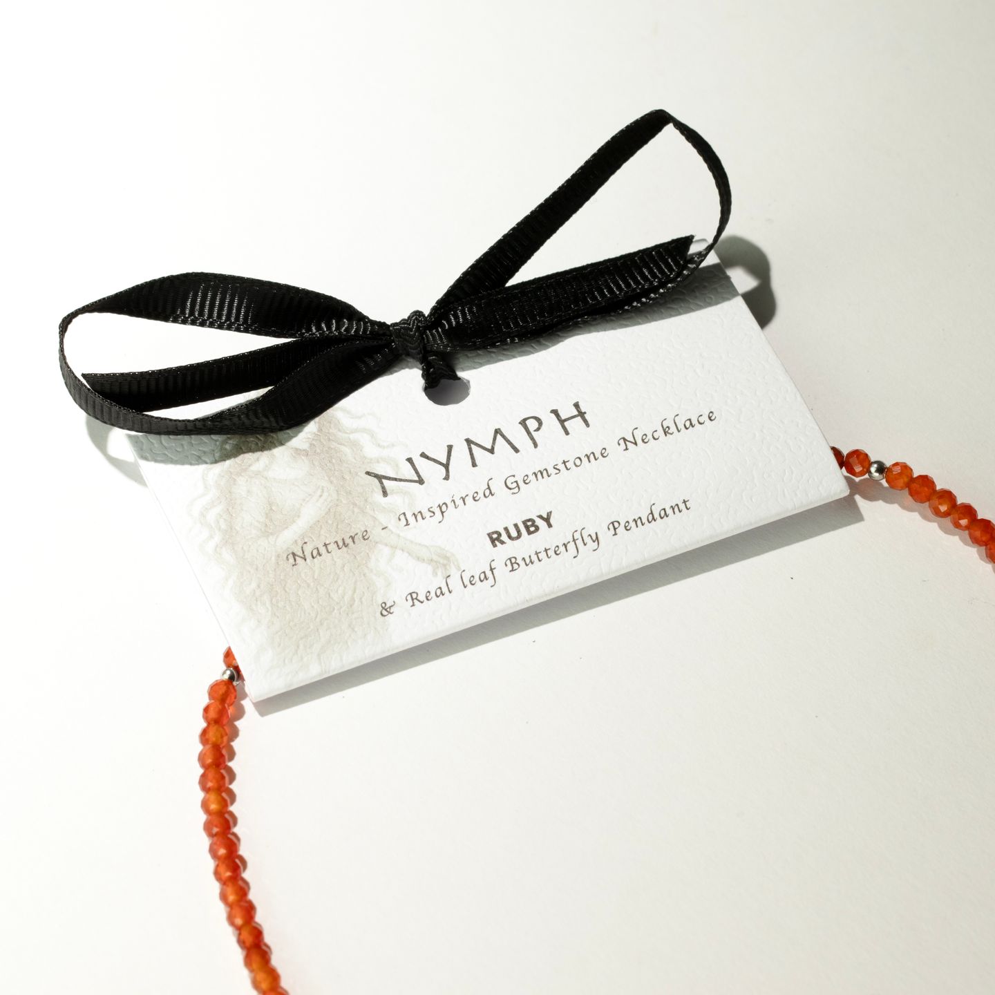 Nymph Gemstone Necklaces - Real Leaf Butterfly Pendant
