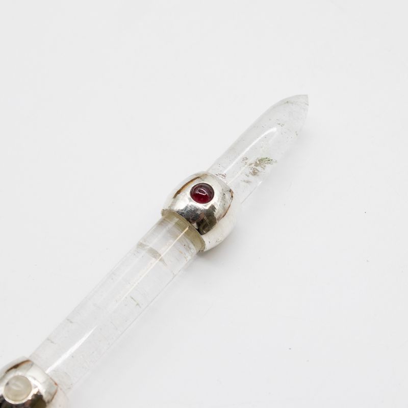 Celestial Prism Wand - Amethyst Moving Crystal Sphere Quartz Stem - 12cm