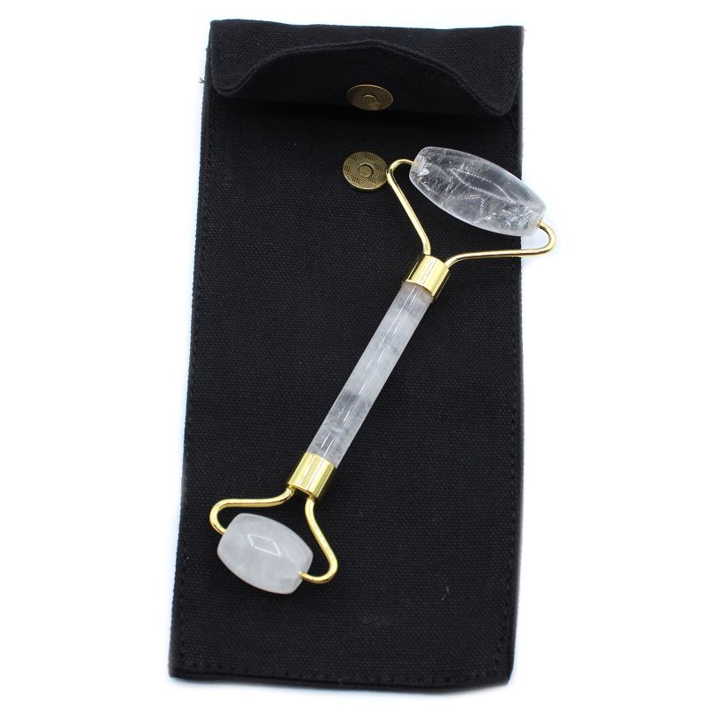 Gemstone Face Roller - Rock Quartz with Pouch