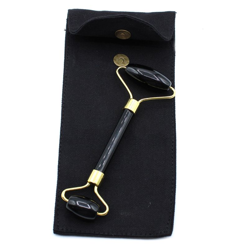 Gemstone Face Roller - Black Obsidian with Pouch