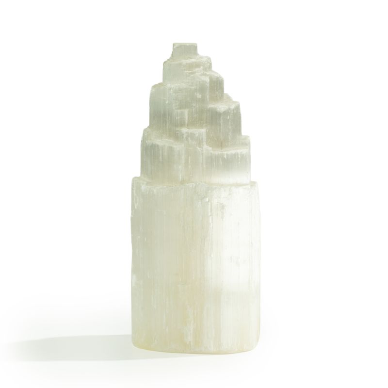 Natural Selenite Tower Lamp - 20 cm