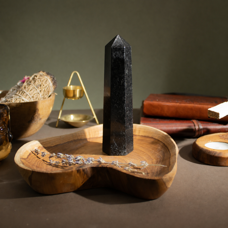 Gemstone Six Face Obelisk Point approx 17cm - Black Tourmaline