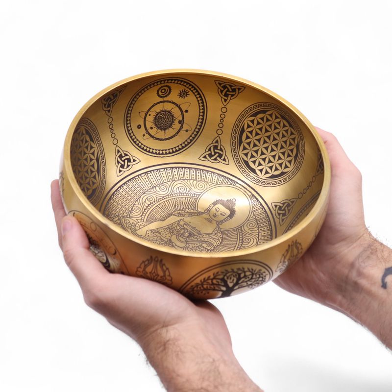 Pure Brass Etched Buddha - Large Approx 18x8cm - 1100gm