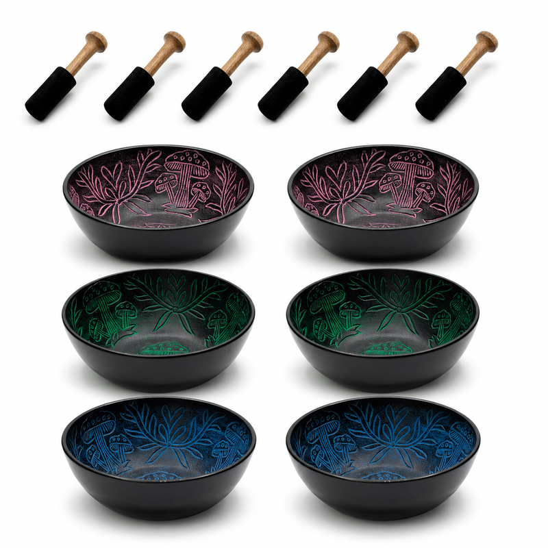 Aluminium Singing Bowl - Magic Mushroom - Set of 6