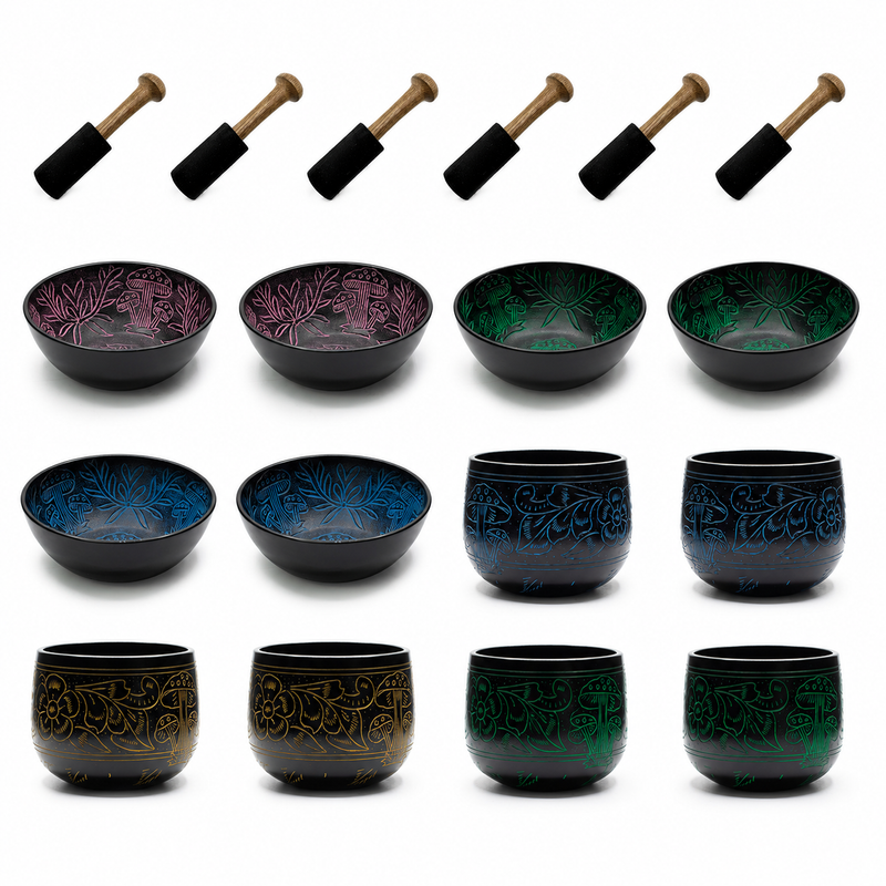 Aluminium and Cauldron Singing Bowl - Magic Mushroom - Set of 12