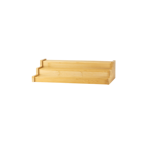 Bamboo Display Stand - 3 Tiers - Extendable 35x8.5x22cm (Extends to 62.5cm)