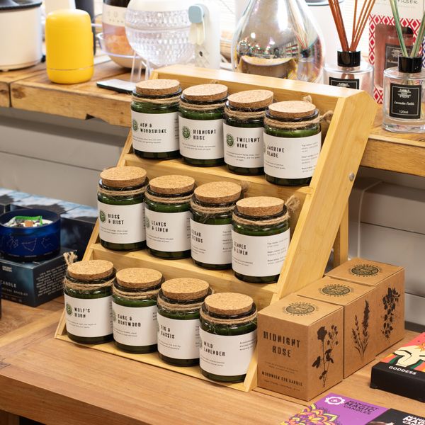 Bamboo Standing 4 Shelf Tiered Display - 30x30x24cm