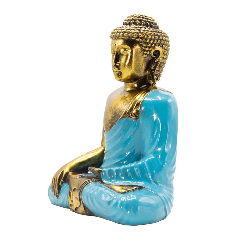 Teal & Gold Buddha - Extra Large 30cm - Earth Touching (Enlightment)