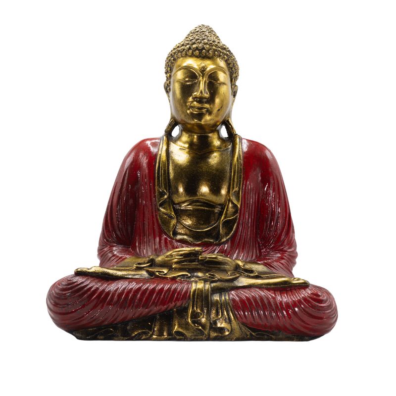 Red & Gold Buddha - Extra Large 40cm - Duyana Mudra (Meditation)