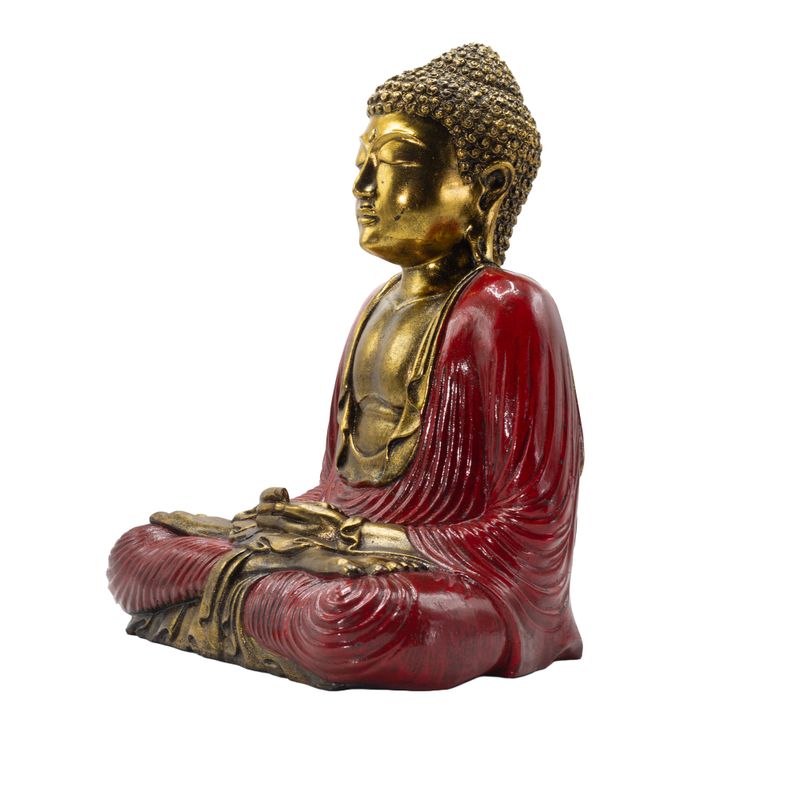 Red & Gold Buddha - Extra Large 40cm - Duyana Mudra (Meditation)