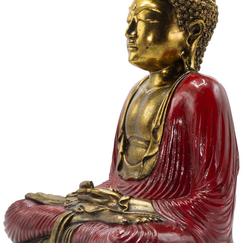 Red & Gold Buddha - Extra Large 40cm - Duyana Mudra (Meditation)