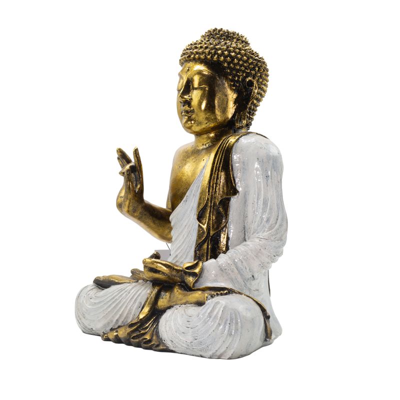 White & Gold Buddha - Extra Large 40cm - Abhaya Mudra (No Fear)