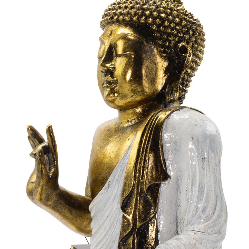 White & Gold Buddha - Extra Large 40cm - Abhaya Mudra (No Fear)