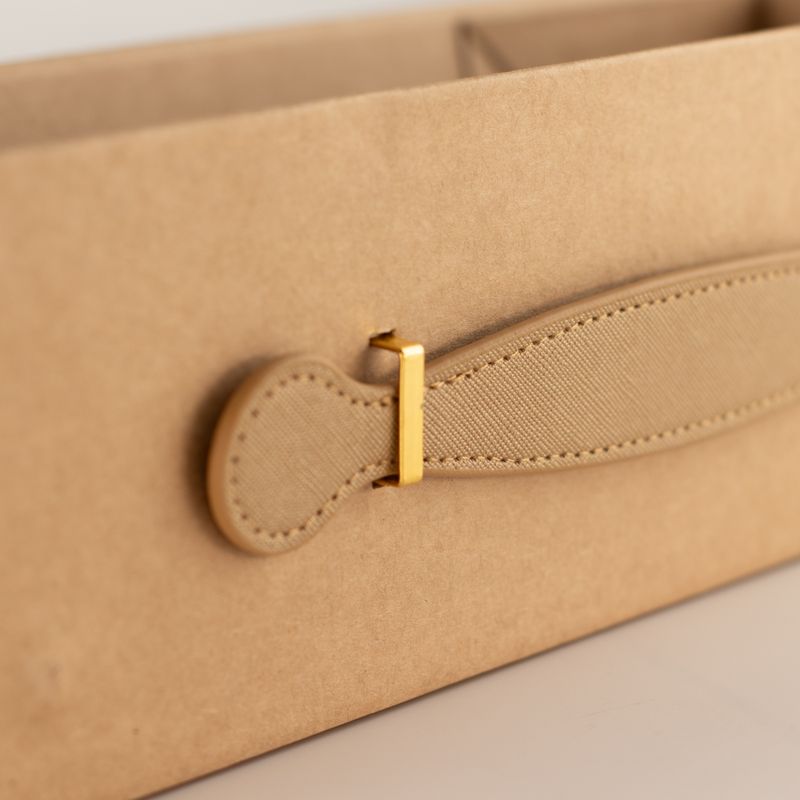 Flat Pack Gift Box - Wine Box Shape (33.5x10x10.5cm) - Brown Craft