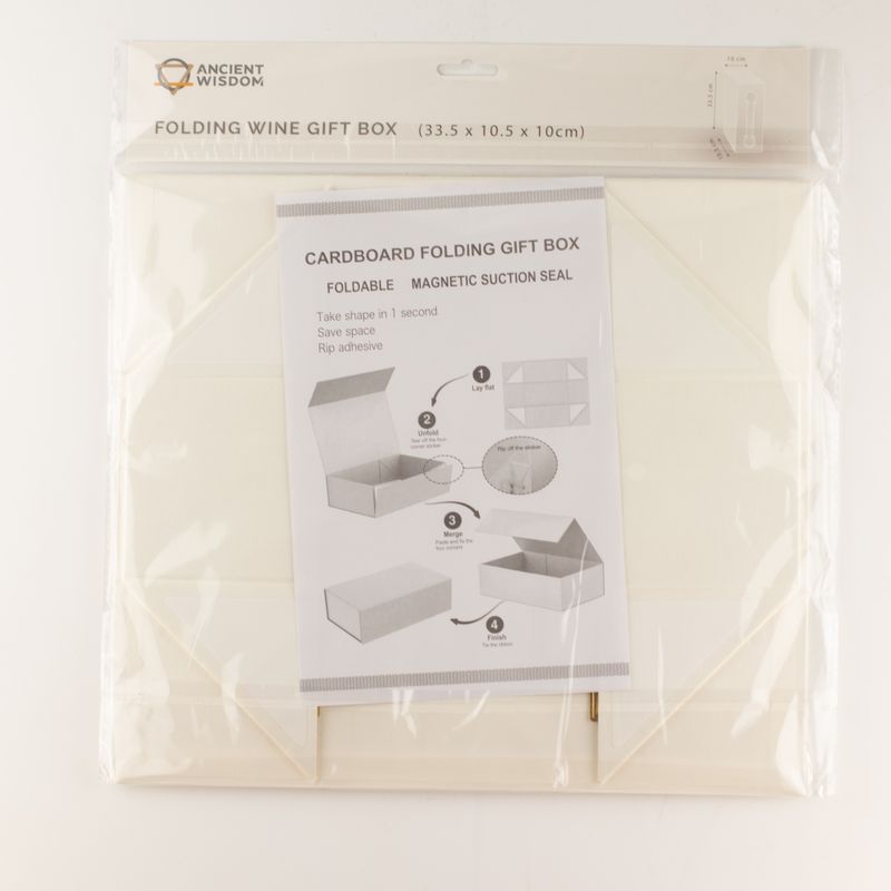 Flat Pack Gift Box - Wine Box Shape  (33.5x10x10.5cm) - White